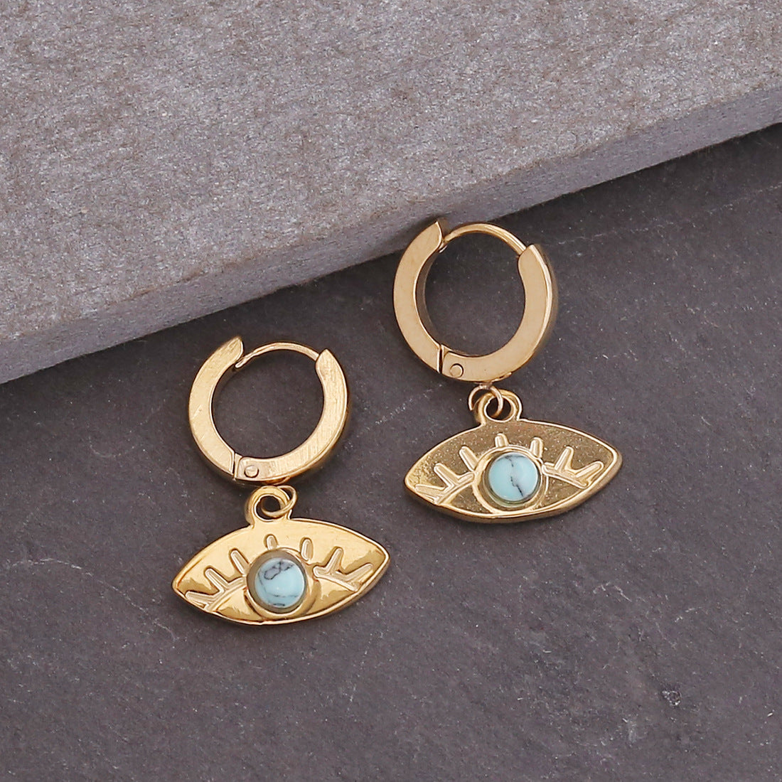 Eye Shape Gothic Titanium Steel Earrings
