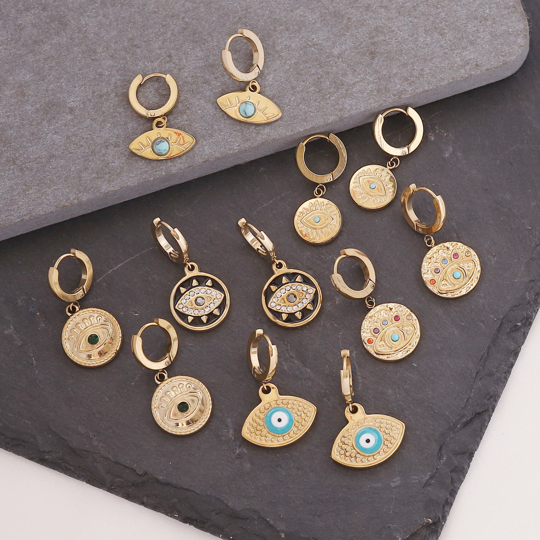 Eye Shape Gothic Titanium Steel Earrings