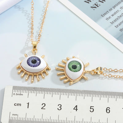 Geometric Evil Eye Alloy Pendant Necklace