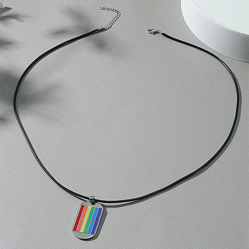 Rainbow Pendant Stainless Steel Necklace - Six-Color Fashion Accessory