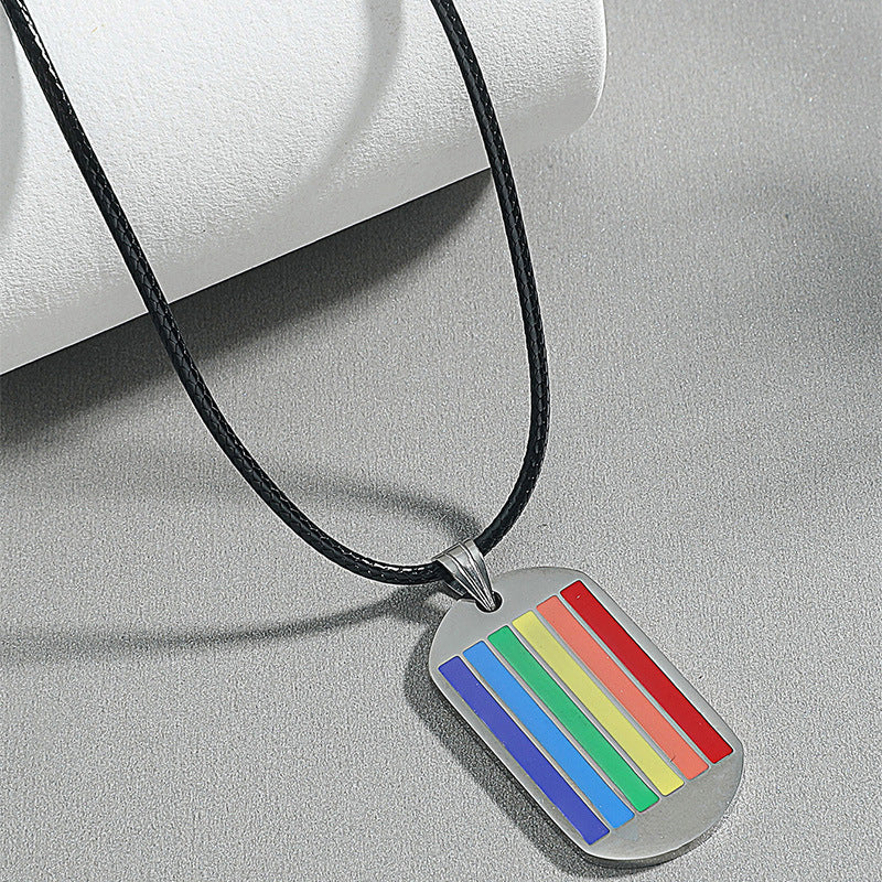 Rainbow Pendant Stainless Steel Necklace - Six-Color Fashion Accessory