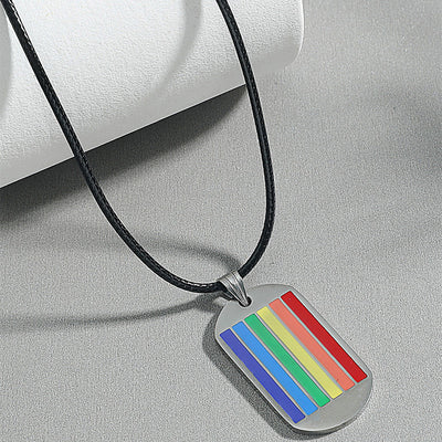Rainbow Pendant Stainless Steel Necklace - Six-Color Fashion Accessory