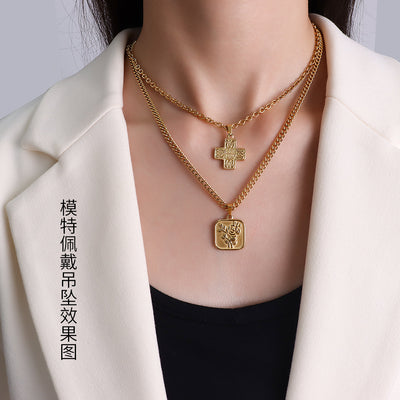 18K Gold Plated Minimalist Titanium Steel Necklace Set