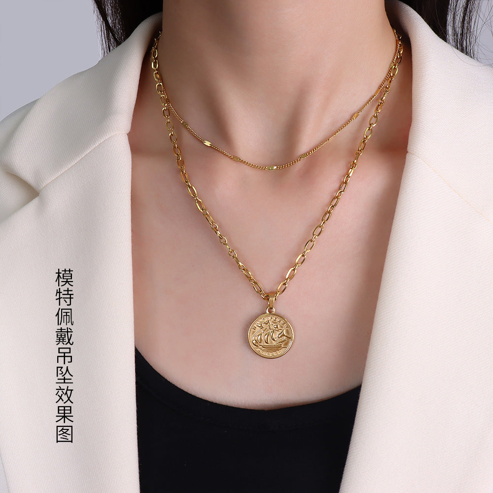 18K Gold Plated Minimalist Titanium Steel Necklace Set