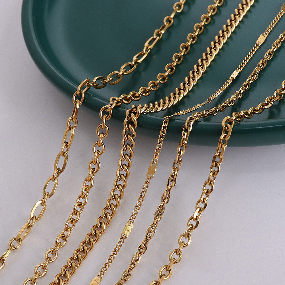 18K Gold Plated Minimalist Titanium Steel Necklace Set