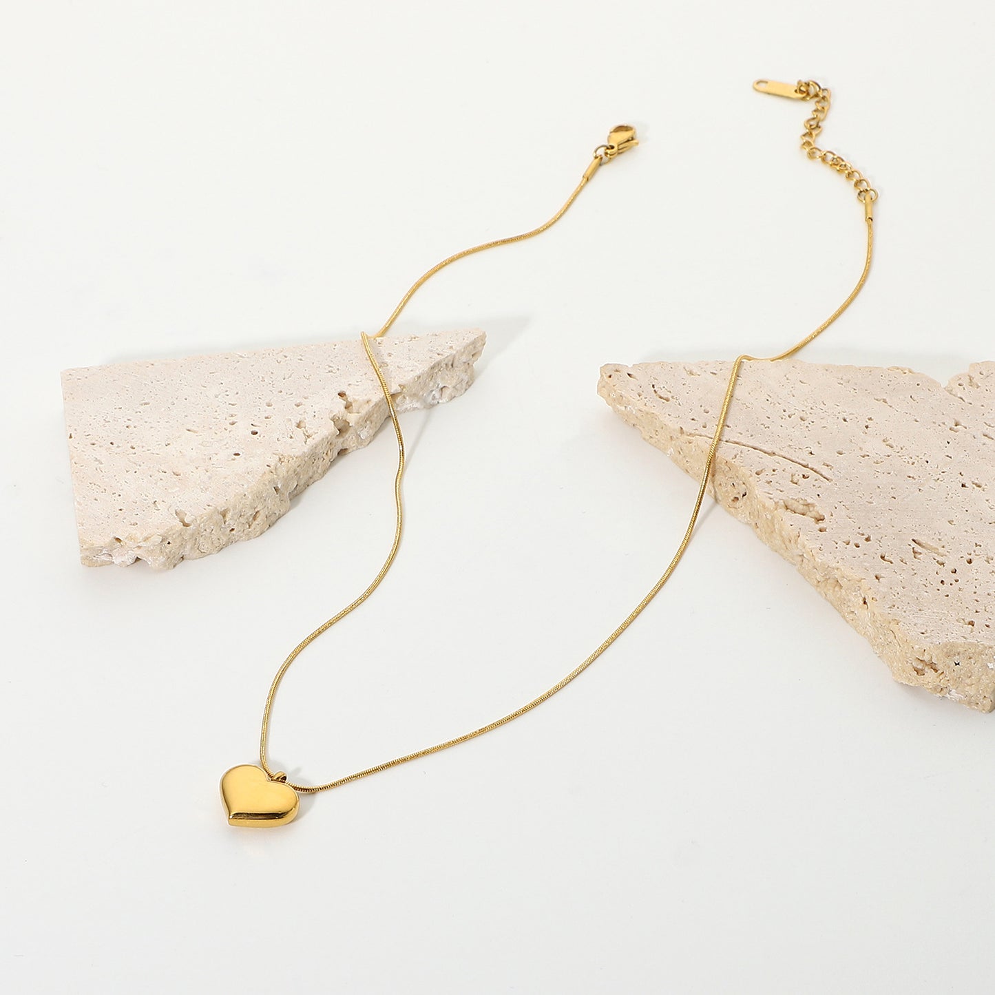 Heart Pendant Stainless Steel Necklace - Minimalist 18k Gold Plated Design