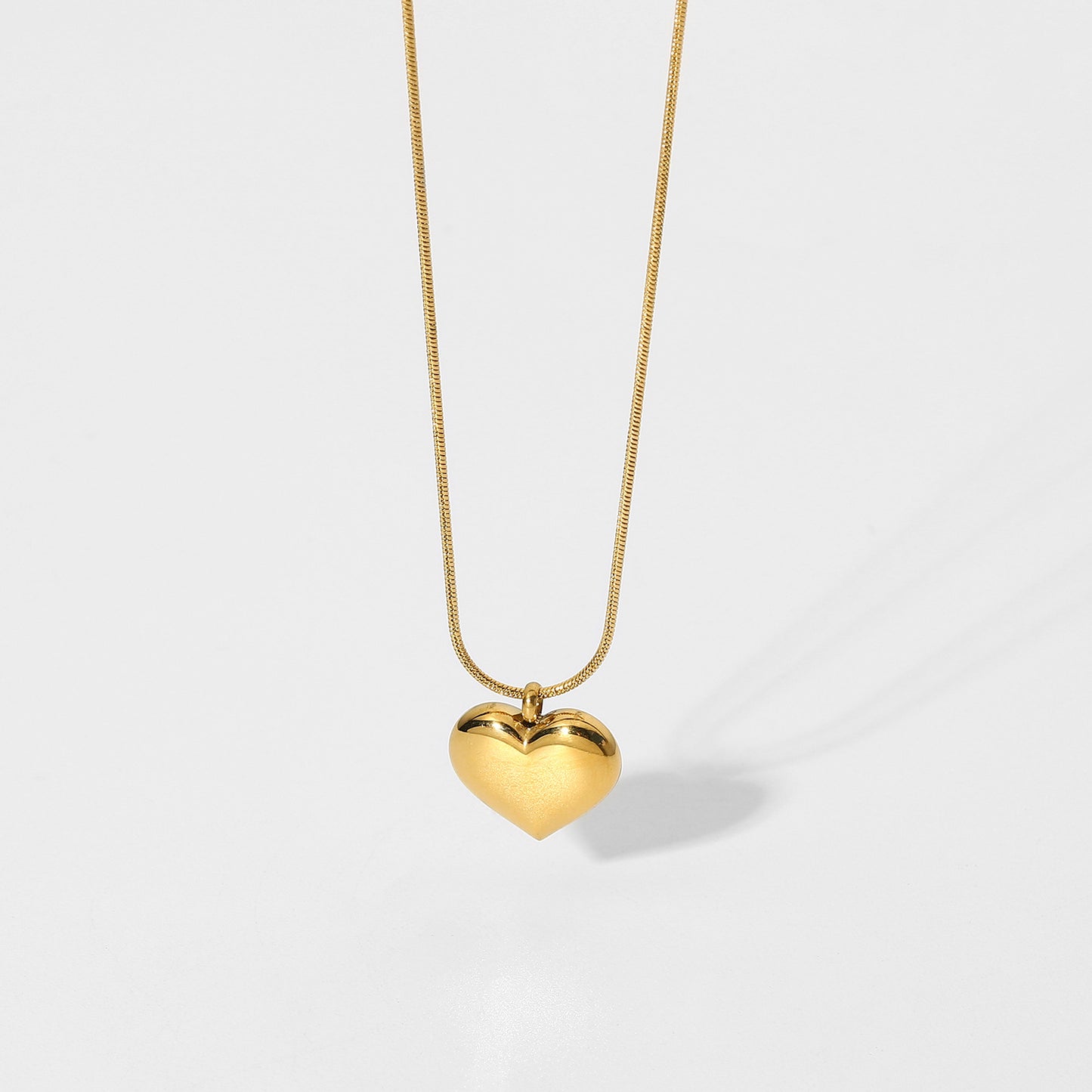 Heart Pendant Stainless Steel Necklace - Minimalist 18k Gold Plated Design