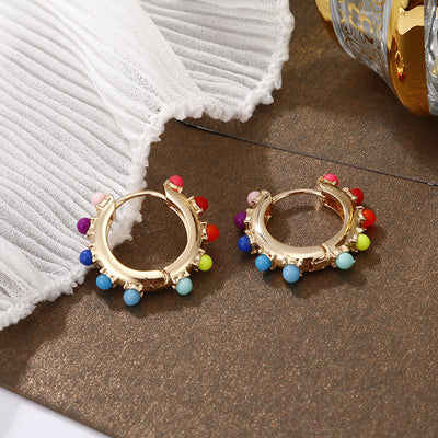 Colorful Round Pearl Acrylic Hoop Earrings for Women