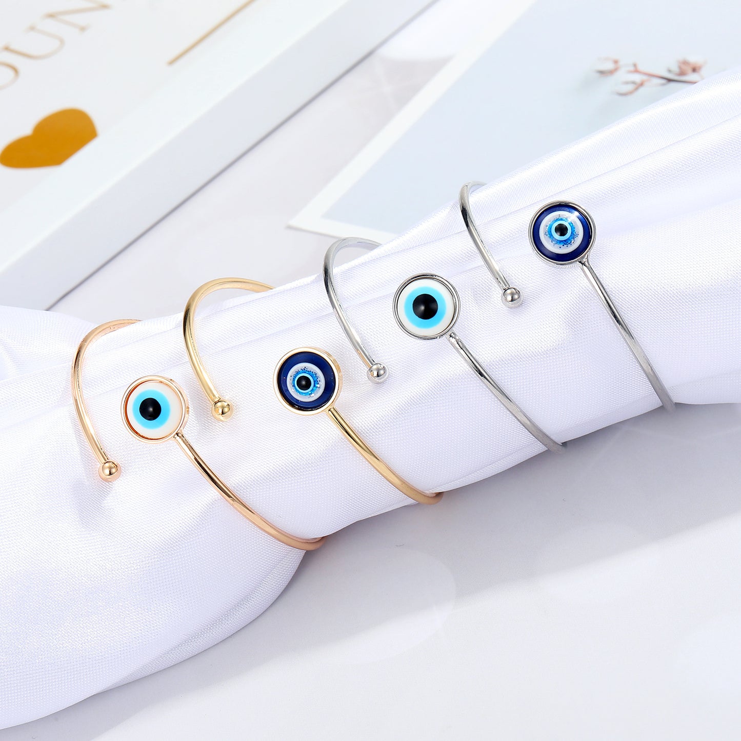Multicolor Evil Eye Open Bracelet - Fashion Creative Design