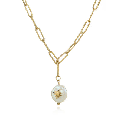 Wholesale Pearl Pendant Stainless Steel Heart Necklace with Vintage Design