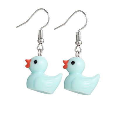 Resin Cartoon Duck and Mushroom Cloud Earrings for Kids
