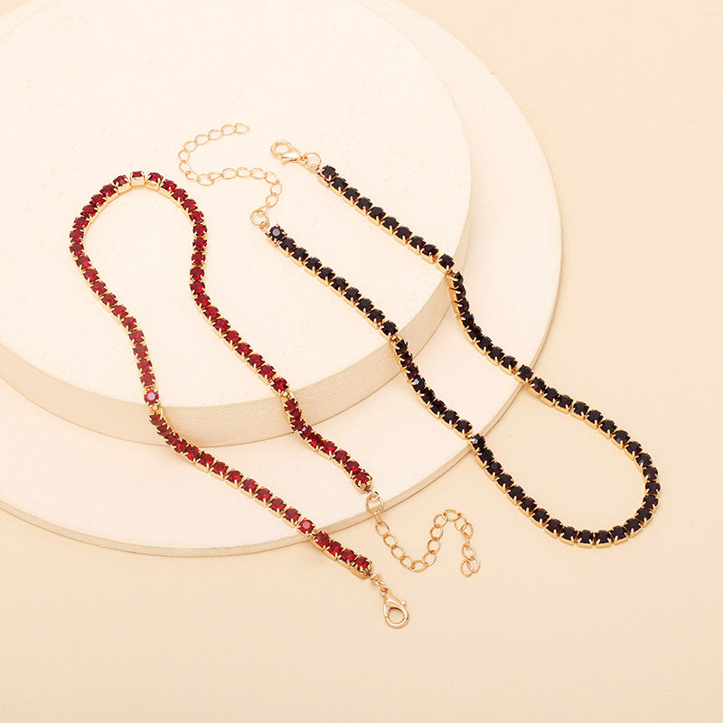 Minimalist Rhinestone Stacking Choker Necklace for Women