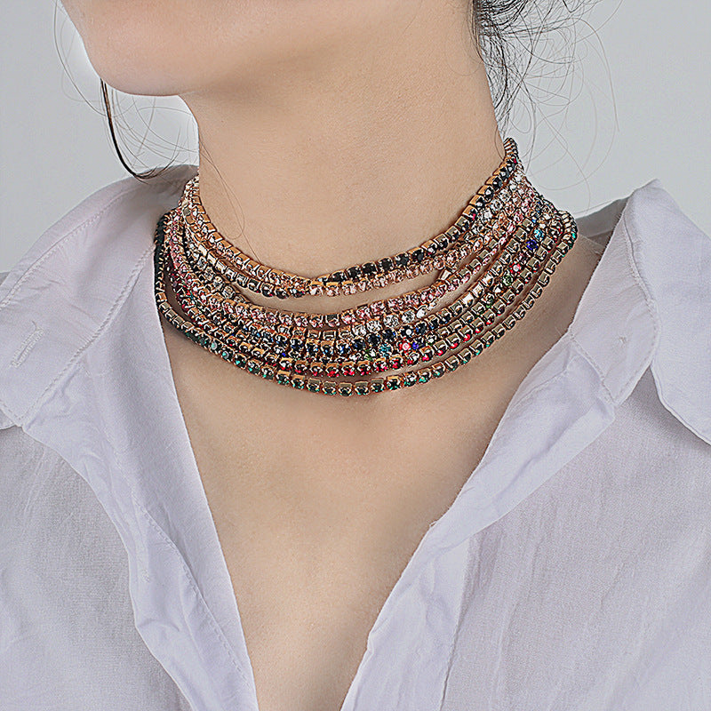 Minimalist Rhinestone Stacking Choker Necklace for Women