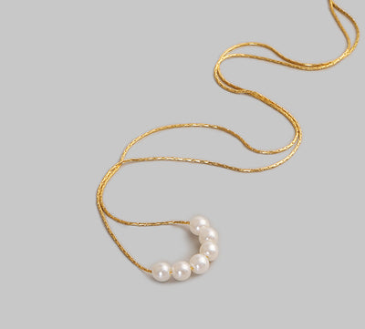 Simple Pearl Titanium Steel Necklace with 18k Gold Plating