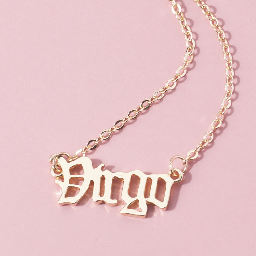 Simple Style Letter Constellation Pendant Necklace & Geometric Body Chain Accessory