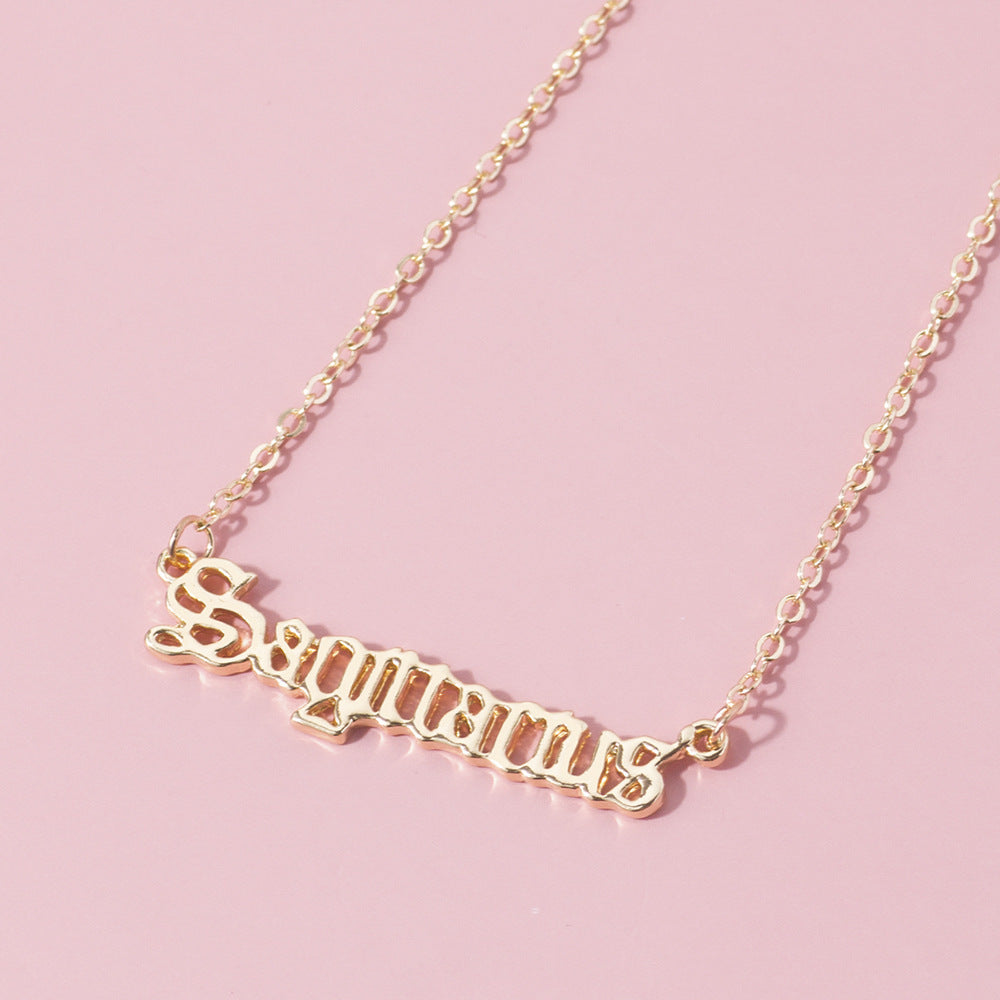 Simple Style Letter Constellation Pendant Necklace & Geometric Body Chain Accessory