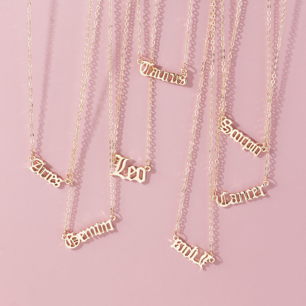 Simple Style Letter Constellation Pendant Necklace & Geometric Body Chain Accessory