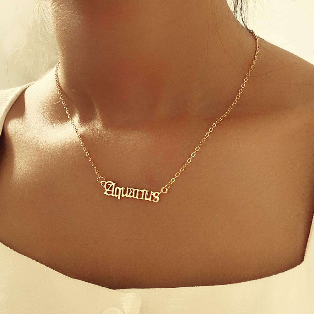 Simple Style Letter Constellation Pendant Necklace & Geometric Body Chain Accessory