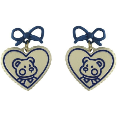 Sweet Heart Flower Bow Knot Pearl Drop Earrings with S925 Silver Studs