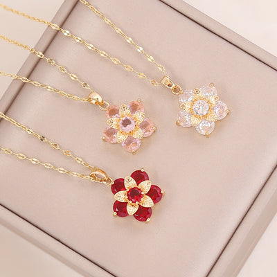 Wholesale Multi-layer Zircon Flower Pendant Necklace for Women