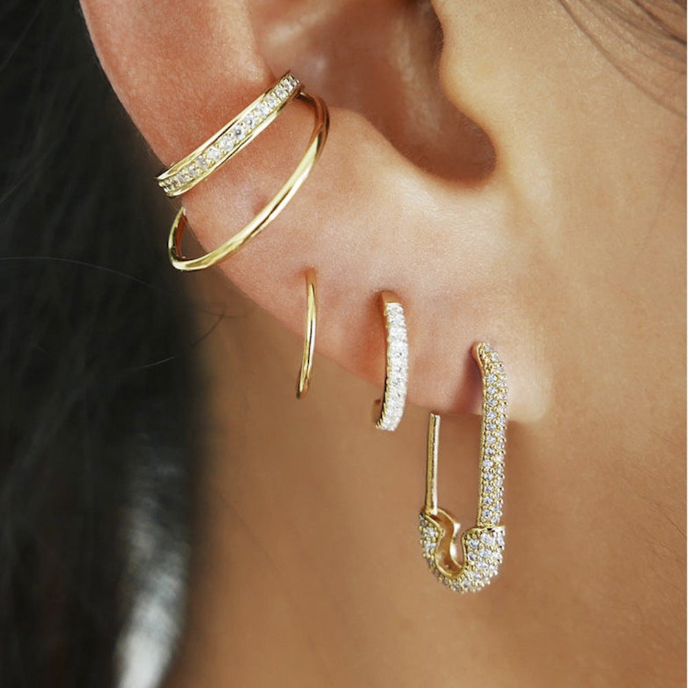 S925 U-Shaped Diamond Earrings - Korean Minimalist Vintage Style 2022