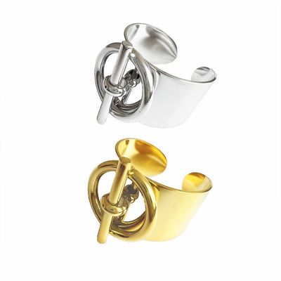 14K Gold Plated Geometric Titanium Steel Open Ring for Women
