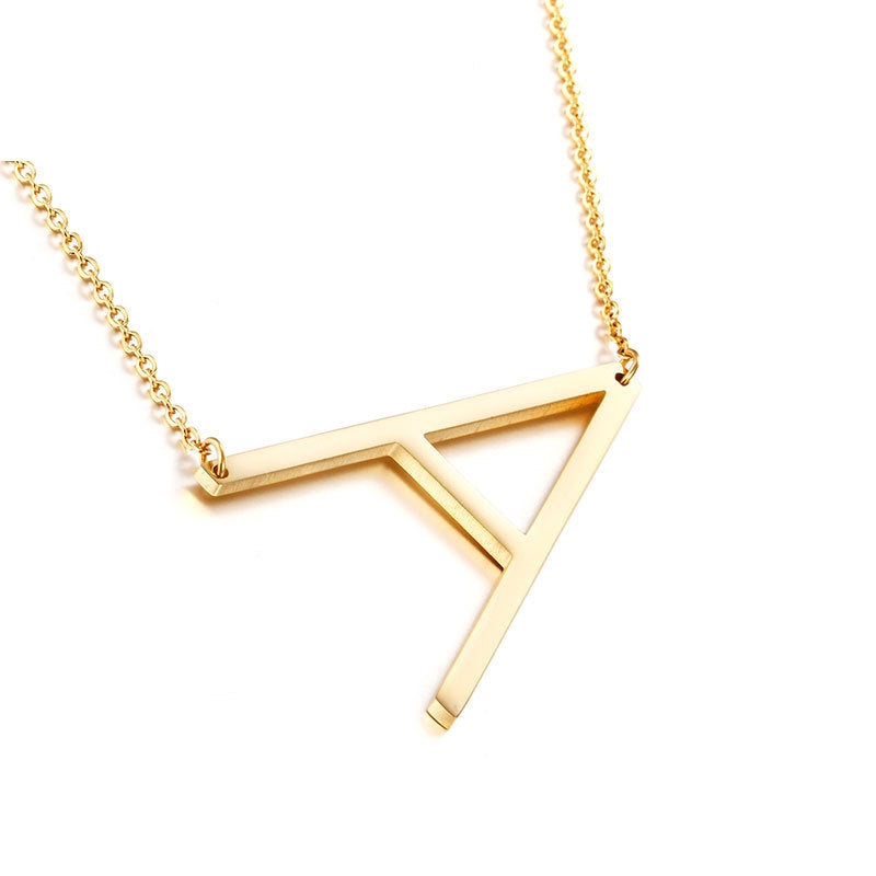 Simple Glossy English Letters Titanium Steel Choker Necklace for Women