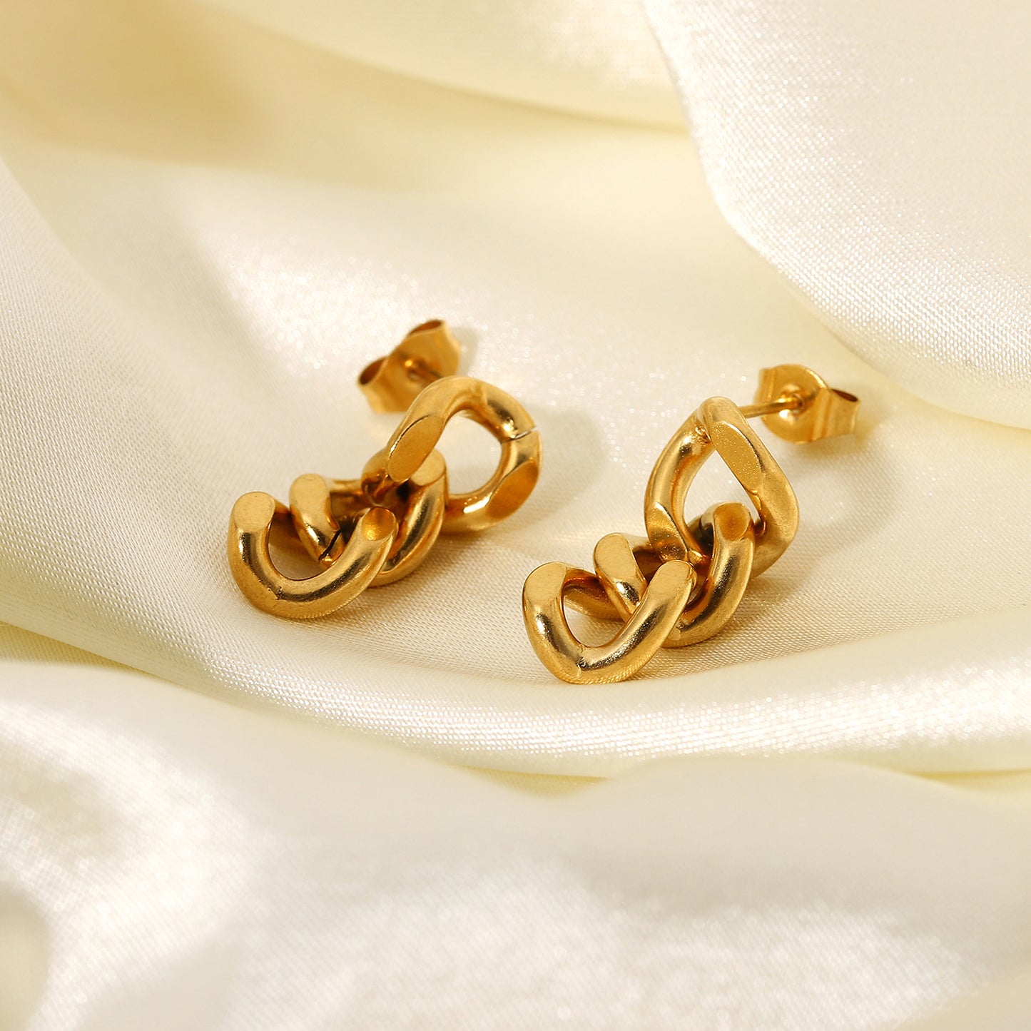 Minimalist Stainless Steel 18k Gold-plated Geometric Hoop Pendant Earrings