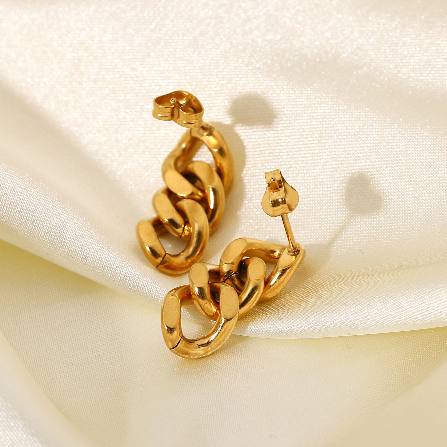 Minimalist Stainless Steel 18k Gold-plated Geometric Hoop Pendant Earrings
