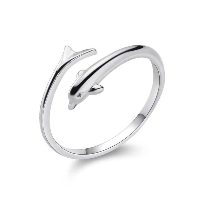 Wholesale Minimalist Fish and Dolphin Adjustable Rings in Copper and 925 Sterling Silver