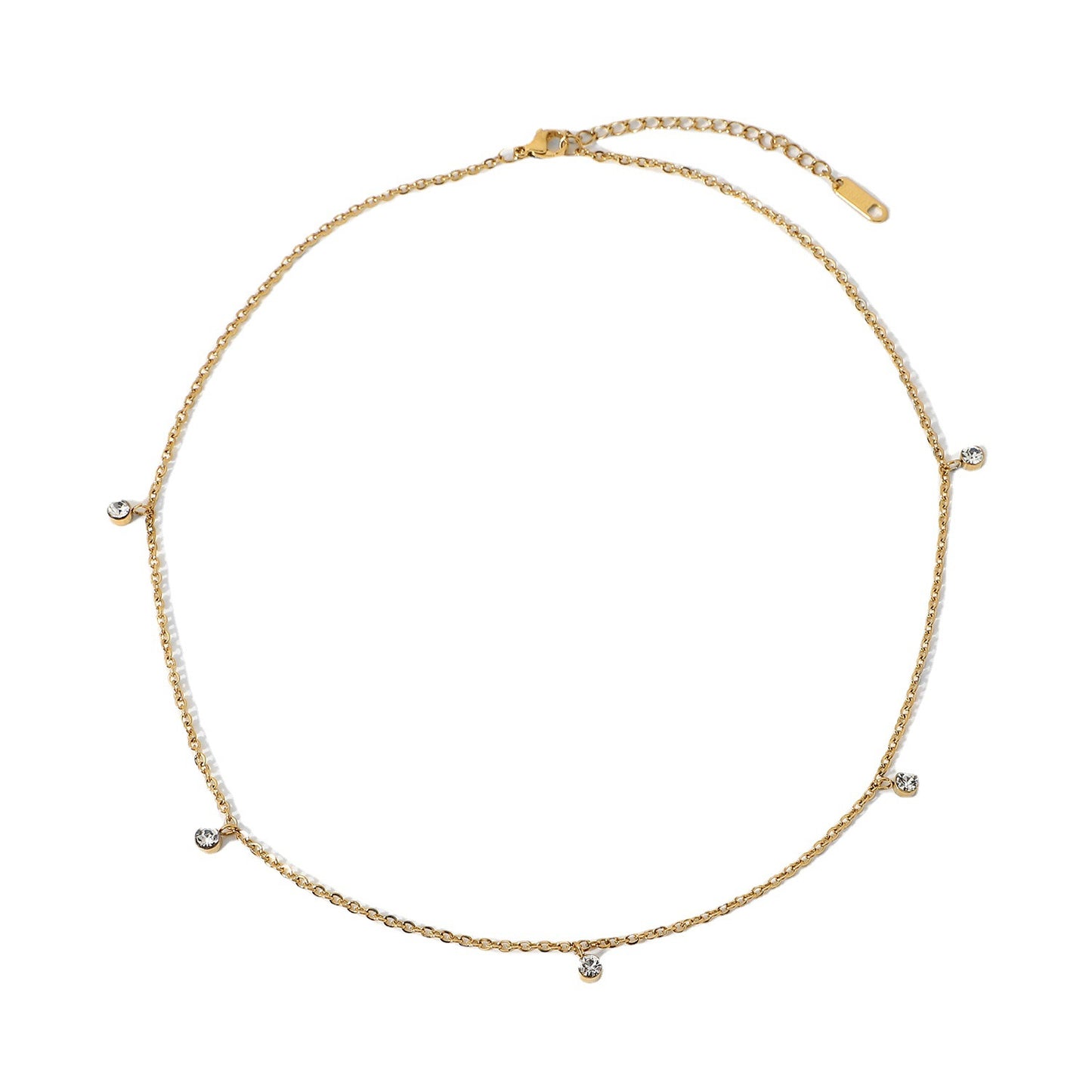 Simple Style 18K Gold Plated Zircon Choker Necklace