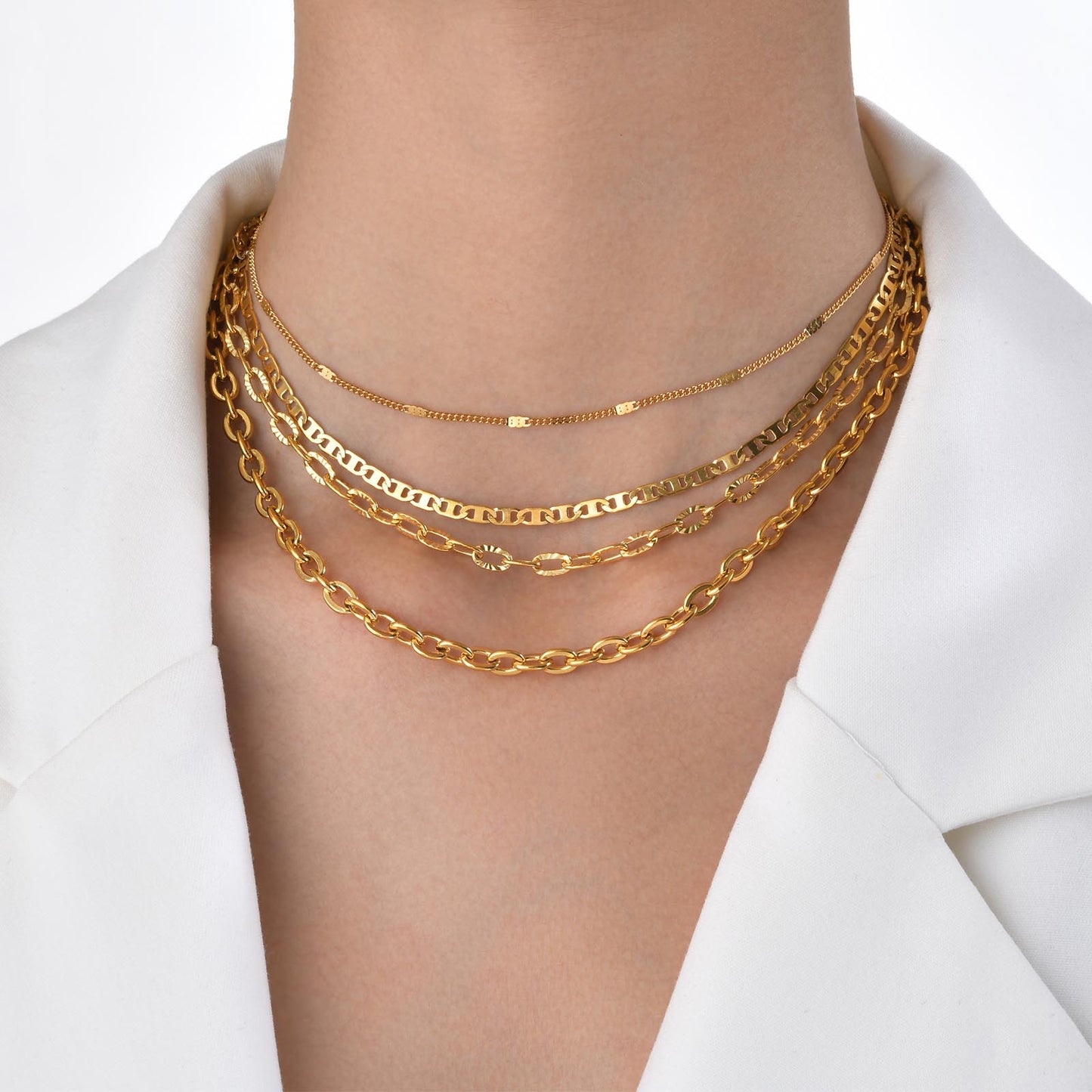 18K Gold Plated Stainless Steel Titanium Chain Necklace