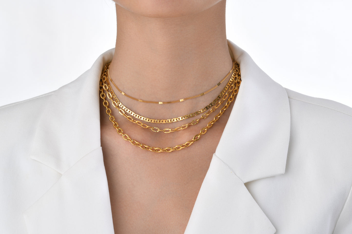 18K Gold Plated Stainless Steel Titanium Chain Necklace