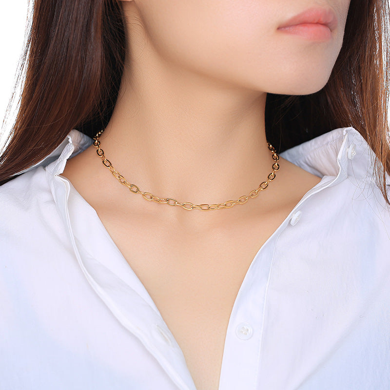 18K Gold Plated Stainless Steel Titanium Chain Necklace