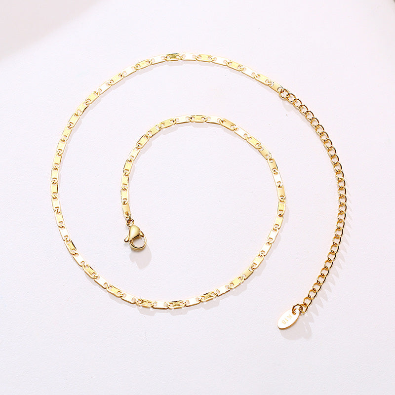 18K Gold Plated Stainless Steel Titanium Chain Necklace