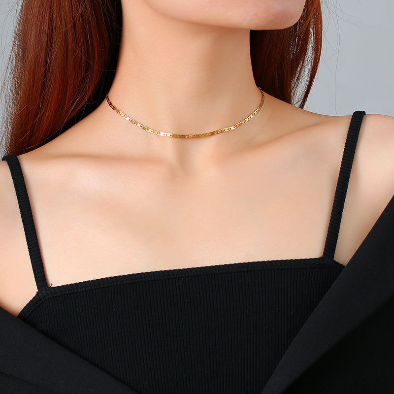 18K Gold Plated Stainless Steel Titanium Chain Necklace
