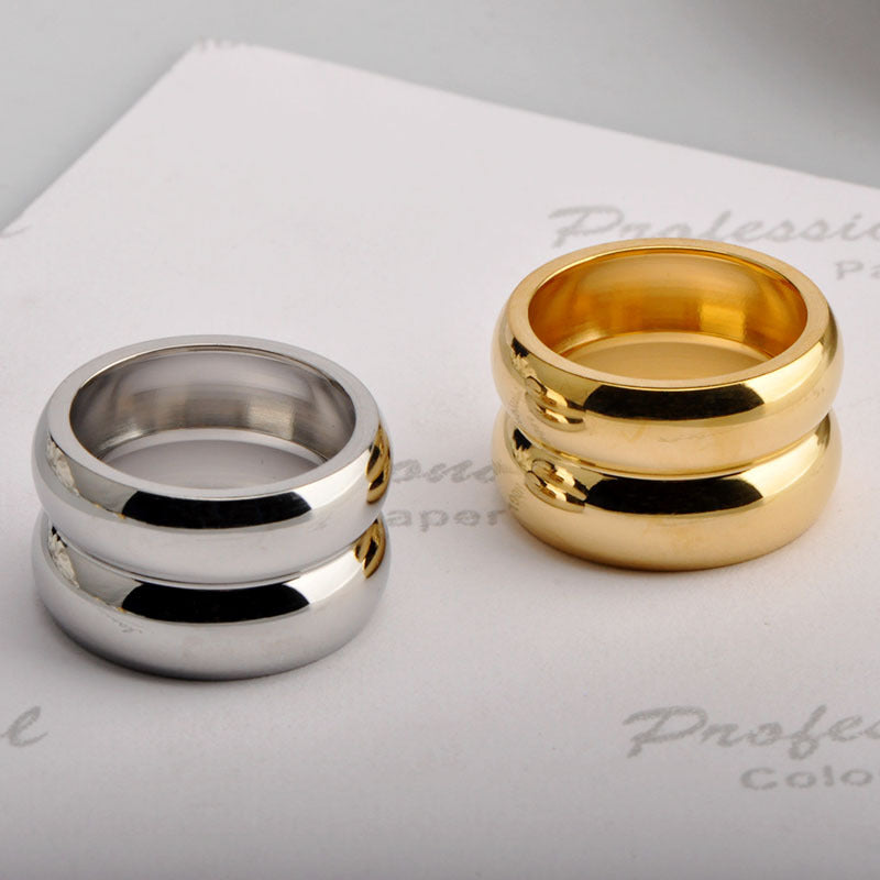 Wholesale Minimalist Titanium Steel Double Layer Rings for Women
