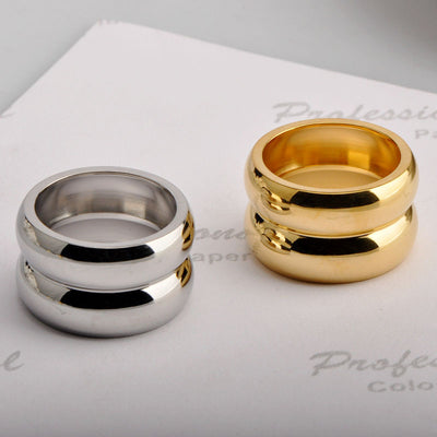 Wholesale Minimalist Titanium Steel Double Layer Rings for Women