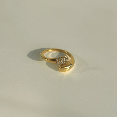 Wholesale Heart Shape Titanium Steel Zircon Adjustable Paperclip Ring