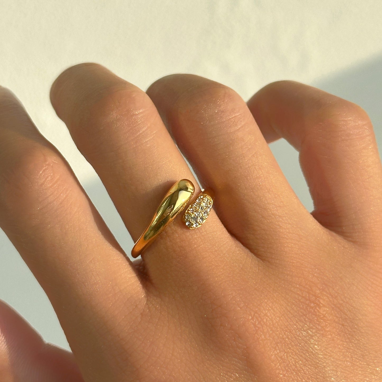 Wholesale Heart Shape Titanium Steel Zircon Adjustable Paperclip Ring