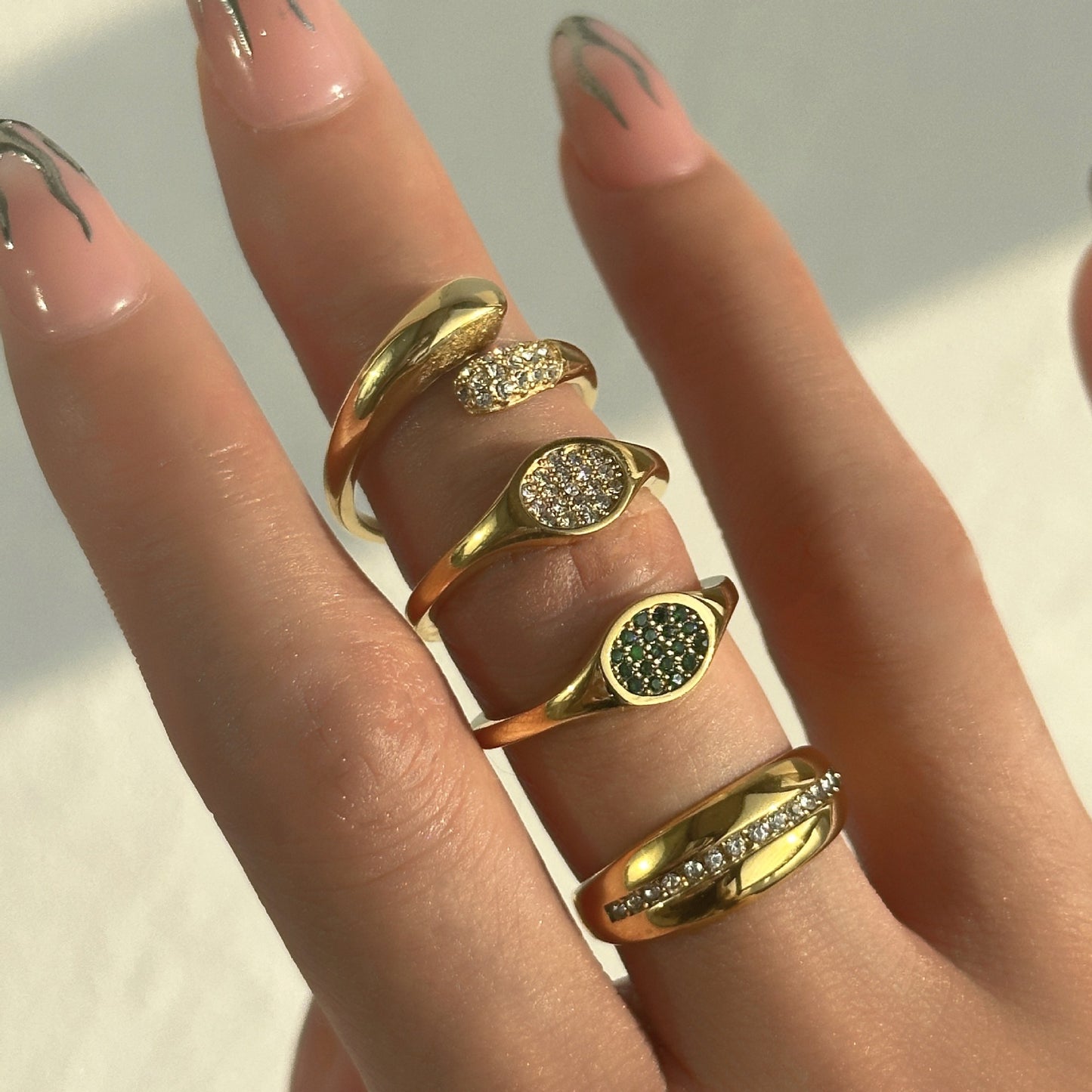 Wholesale Heart Shape Titanium Steel Zircon Adjustable Paperclip Ring