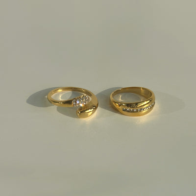 Wholesale Heart Shape Titanium Steel Zircon Adjustable Paperclip Ring