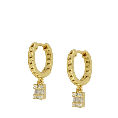 Women's Geometric Gold Plated Zircon Copper Earrings
