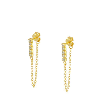 Women's Geometric Gold Plated Zircon Copper Earrings