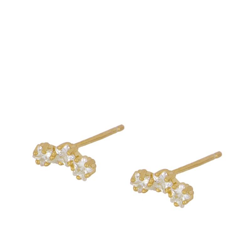 Women's Geometric Gold Plated Zircon Copper Earrings