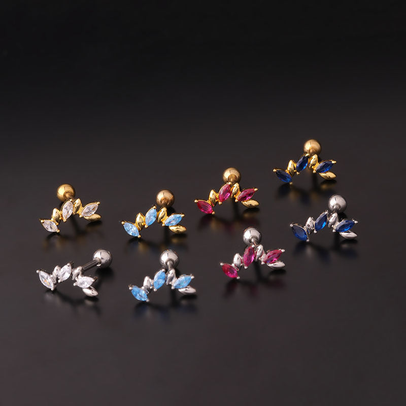 Women's Geometric Stainless Steel Zircon Stud Earrings