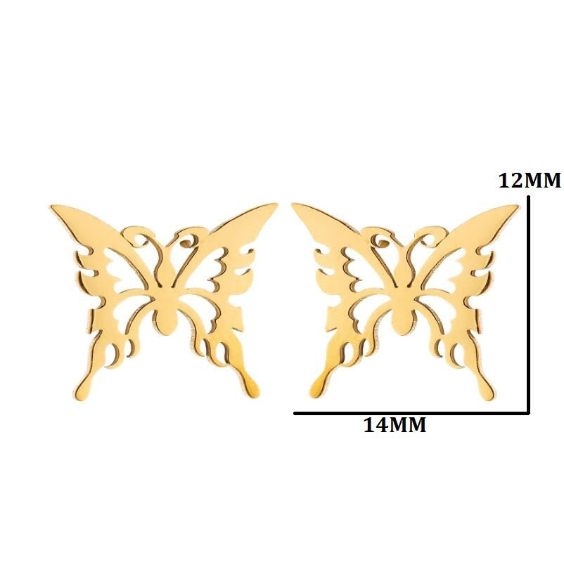 Women's Minimalist Butterfly Stainless Steel Hollow Earrings and Necklace Set