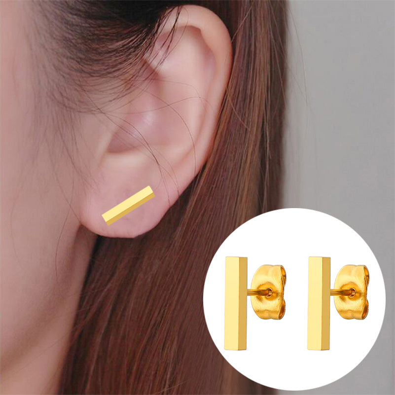Women's Minimalist Geometric Stainless Steel Bar Stud Earrings