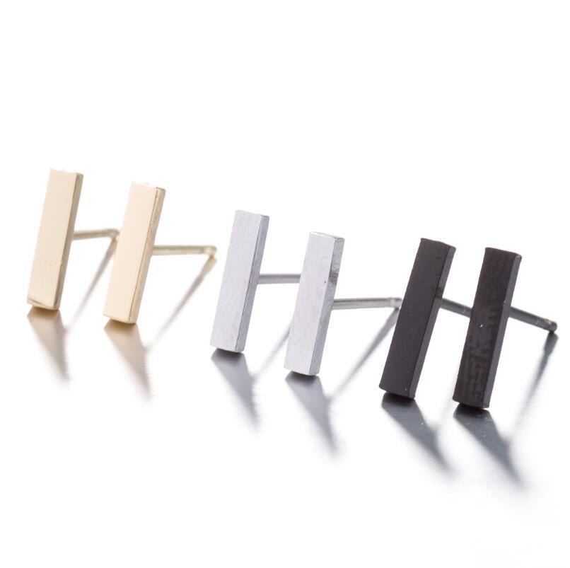 Women's Minimalist Geometric Stainless Steel Bar Stud Earrings