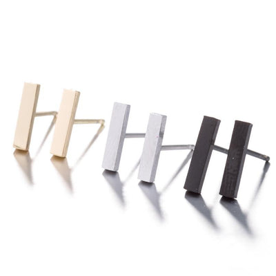 Women's Minimalist Geometric Stainless Steel Bar Stud Earrings